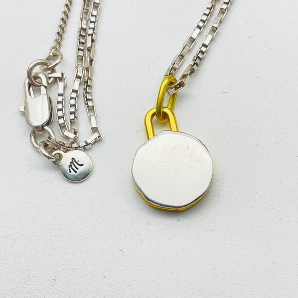 MADEWELL Signed Charm Necklace Mixed Metal Tones Reversible - Picture 4 of 5